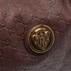 مملوكة مسبقًا Gucci Dark Brown Guccissima Leather Hysteria Hobo