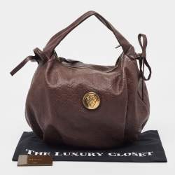 مملوكة مسبقًا Gucci Dark Brown Guccissima Leather Hysteria Hobo