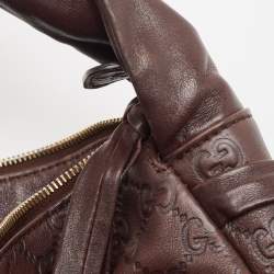 مملوكة مسبقًا Gucci Dark Brown Guccissima Leather Hysteria Hobo