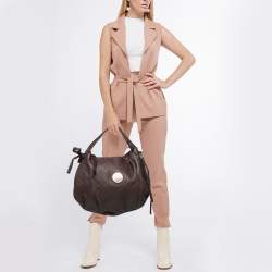 مملوكة مسبقًا Gucci Dark Brown Guccissima Leather Hysteria Hobo
