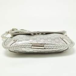 Pre Owned Gucci Silver Guccissima Leather Medium Britt Tassel Hobo