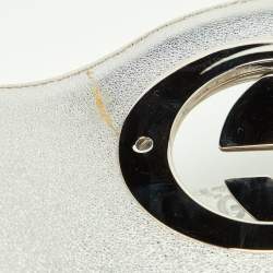 Pre Owned Gucci Silver Guccissima Leather Medium Britt Tassel Hobo