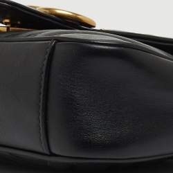 Pre Owned Gucci Black Matelasse Leather Mini GG Marmont Crossbody Bag