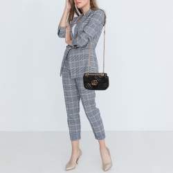 Pre Owned Gucci Black Matelasse Leather Mini GG Marmont Crossbody Bag
