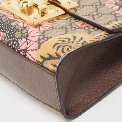 Pre Owned Gucci Multicolor GG Supreme Bengal Canvas and Leather Small Padlock Shoulder Bag