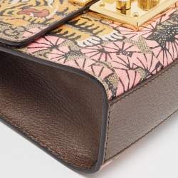 Pre Owned Gucci Multicolor GG Supreme Bengal Canvas and Leather Small Padlock Shoulder Bag