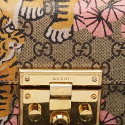 Pre Owned Gucci Multicolor GG Supreme Bengal Canvas and Leather Small Padlock Shoulder Bag