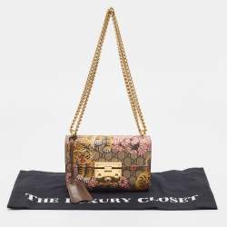 Pre Owned Gucci Multicolor GG Supreme Bengal Canvas and Leather Small Padlock Shoulder Bag