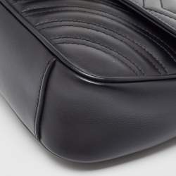 Gucci Black Matelassé Leather Mini GG Marmont Shoulder Bag