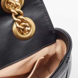 Gucci Black Matelassé Leather Mini GG Marmont Shoulder Bag