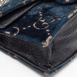 Pre Owned Gucci Black/Dark Green GG Velvet and Patent Leather Super Mini Dionysus Shoulder Bag