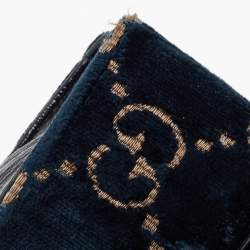 Pre Owned Gucci Black/Dark Green GG Velvet and Patent Leather Super Mini Dionysus Shoulder Bag