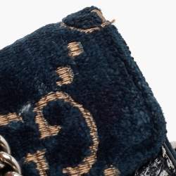 Pre Owned Gucci Black/Dark Green GG Velvet and Patent Leather Super Mini Dionysus Shoulder Bag