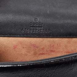 Pre Owned Gucci Black/Dark Green GG Velvet and Patent Leather Super Mini Dionysus Shoulder Bag