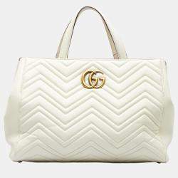 Gucci Ivory Leather Butterfly Totem Medium Top Handle Bag