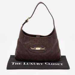 Pre Owned حقيبة هوبو غوتشي بانش جلد غوتشيسيما بني