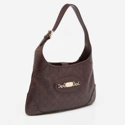 Pre Owned حقيبة هوبو غوتشي بانش جلد غوتشيسيما بني