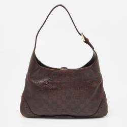 Pre Owned حقيبة هوبو غوتشي بانش جلد غوتشيسيما بني