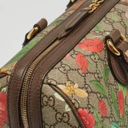 Pre Owned Gucci Brown/Beige Tian Print GG Supreme Canvas Medium Boston Bag