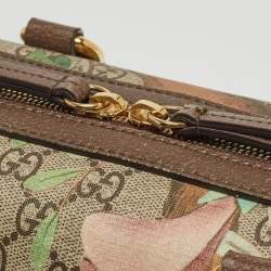 Pre Owned Gucci Brown/Beige Tian Print GG Supreme Canvas Medium Boston Bag