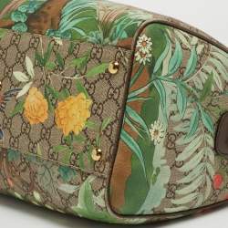 Pre Owned Gucci Brown/Beige Tian Print GG Supreme Canvas Medium Boston Bag
