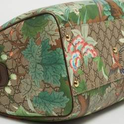 Pre Owned Gucci Brown/Beige Tian Print GG Supreme Canvas Medium Boston Bag