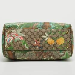 Pre Owned Gucci Brown/Beige Tian Print GG Supreme Canvas Medium Boston Bag