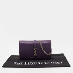 Pre Owned Gucci Purple Leather Piston Broadway Chain Bag