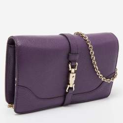 Pre Owned Gucci Purple Leather Piston Broadway Chain Bag