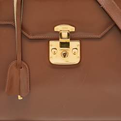 مملوكة مسبقًا Gucci Brown Leather Vintage Kelly Rare Lady Lock Top Handle Bag