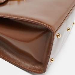 مملوكة مسبقًا Gucci Brown Leather Vintage Kelly Rare Lady Lock Top Handle Bag