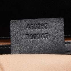 Pre Owned Gucci Black Leather Bamboo Nymphaea Medium Shoulder Bag