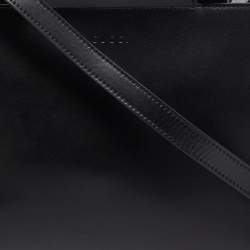 Pre Owned Gucci Black Leather Bamboo Nymphaea Medium Shoulder Bag