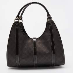 Pre Owned Gucci Brown GG Supreme Canvas and Leather Jackie O Hobo