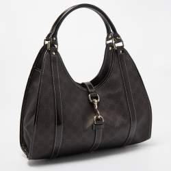 Pre Owned Gucci Brown GG Supreme Canvas and Leather Jackie O Hobo