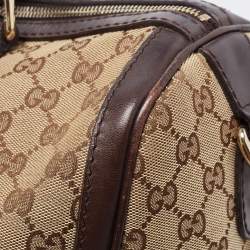 Pre Owned Gucci Brown/Beige GG Canvas Medium Vintage Web Boston Bag