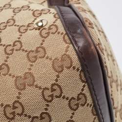 Pre Owned Gucci Brown/Beige GG Canvas Medium Vintage Web Boston Bag