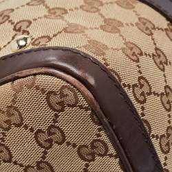 Pre Owned Gucci Brown/Beige GG Canvas Medium Vintage Web Boston Bag