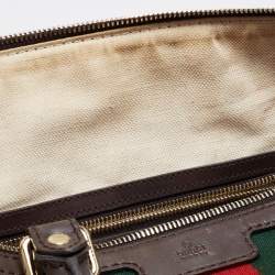 Pre Owned Gucci Brown/Beige GG Canvas Medium Vintage Web Boston Bag