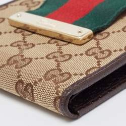 Gucci Beige/Brown GG Canvas and Leather Web French Wallet