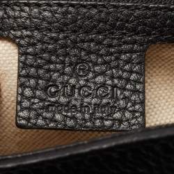 Pre Owned Gucci Black Leather Medium GG Marmont Top Handle Bag