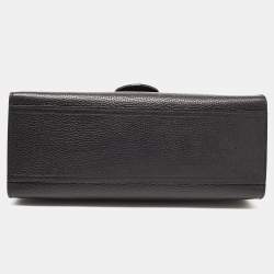 Pre Owned Gucci Black Leather Medium GG Marmont Top Handle Bag