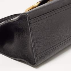 Pre Owned Gucci Black Leather Medium GG Marmont Top Handle Bag