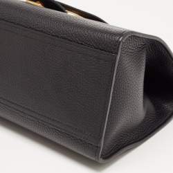 Pre Owned Gucci Black Leather Medium GG Marmont Top Handle Bag