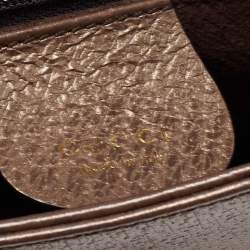 Gucci Bronze Leather Bamboo Flap Top Handle Bag