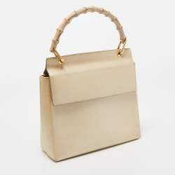 Pre Owned Gucci Beige Leather Bamboo Tap Handle Bag