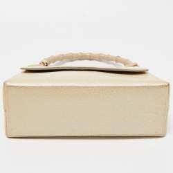 Pre Owned Gucci Beige Leather Bamboo Tap Handle Bag