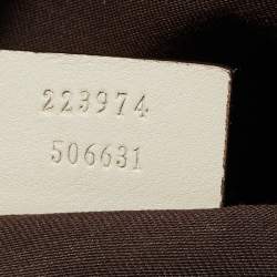 Pre Owned Gucci Off White/Beige GG Canvas and Leather Medium Sukey Boston Bag