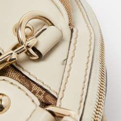 Pre Owned Gucci Off White/Beige GG Canvas and Leather Medium Sukey Boston Bag