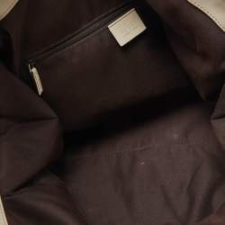 Pre Owned Gucci Off White/Beige GG Canvas and Leather Medium Sukey Boston Bag